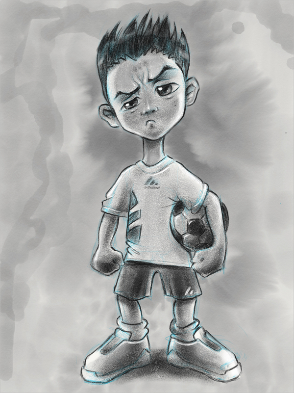 Soccer Boy Pencil Drawing