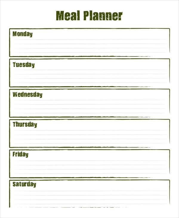 Weekly Meal Planner Template Word