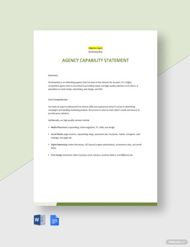 agency capability statement template