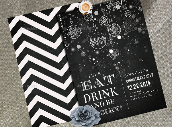 Chalkboard Christmas Party Invitation