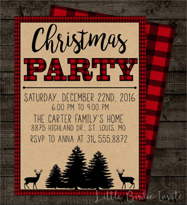 Plaid Christmas Party Invitation