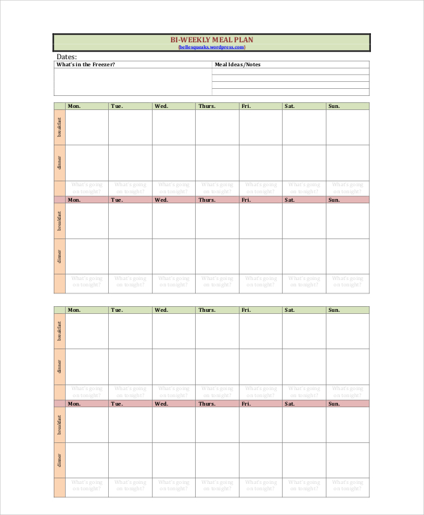 Weekly Meal Planner Template Word