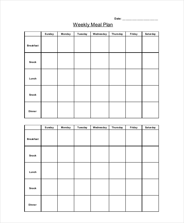 Weekly Meal Planner Template Word