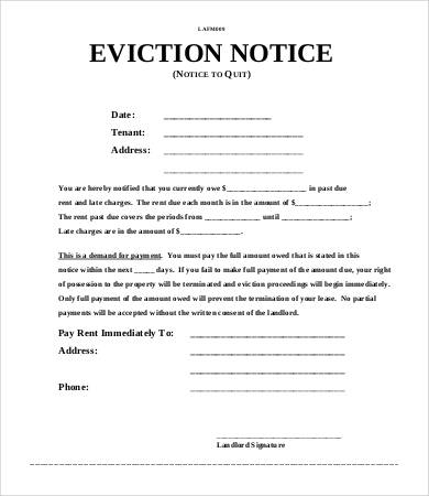 eviction notice to quit template