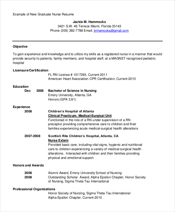 sample nursing resume objective