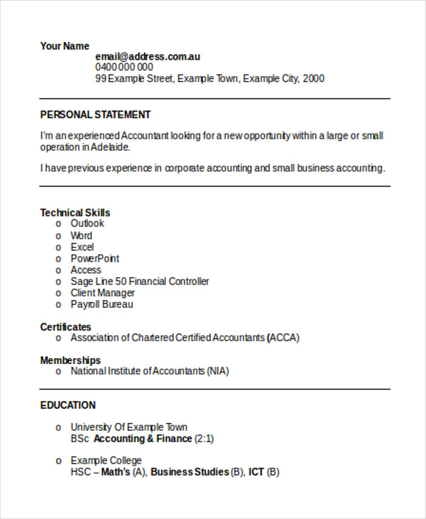 financial accountant resume example