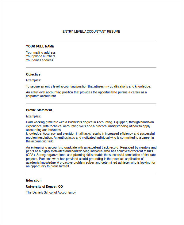 entry level staff accountant resume example