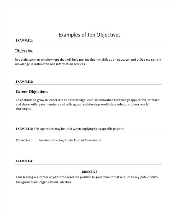 it resume objective sample