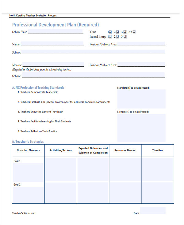 Teacher Professional Development Plan Template