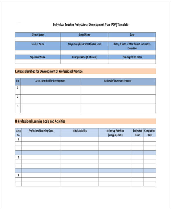 Teacher Professional Development Plan Template