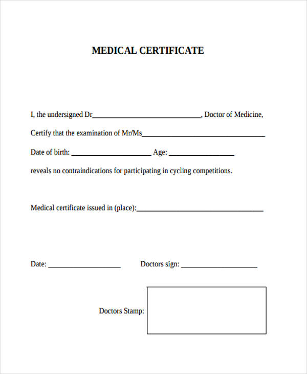 Medical Certificate Template In Word And Pdf Formats - Vrogue