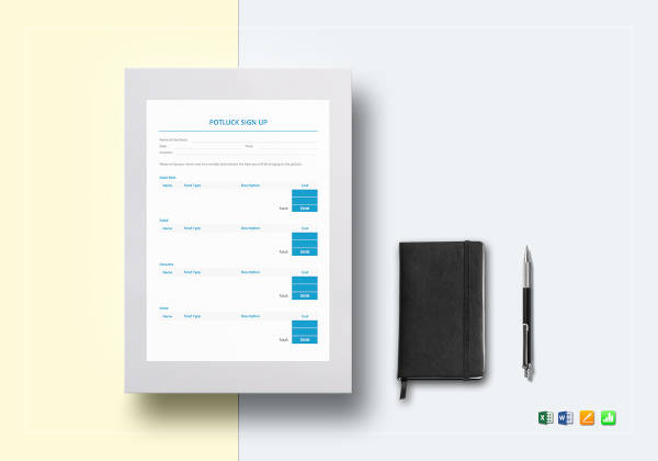 potluck sign up sheet template