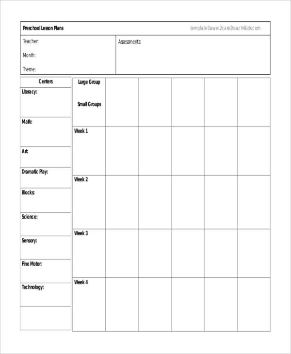 Printable Monthly Lesson Plan Template - Printable Templates