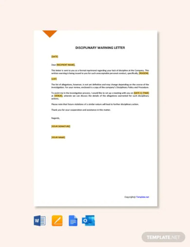 free disciplinary warning letter template