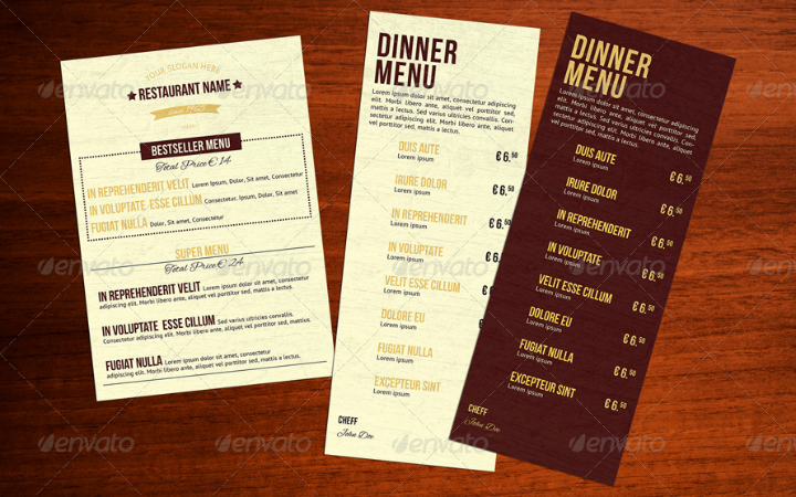 classic lunch menu template