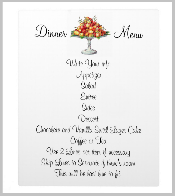 customizable wedding dinner plaque menu design