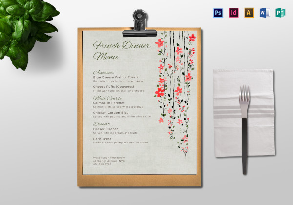 dinner menu template