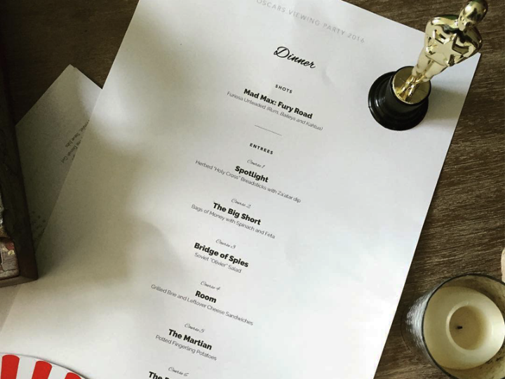 oscars dinner menu design