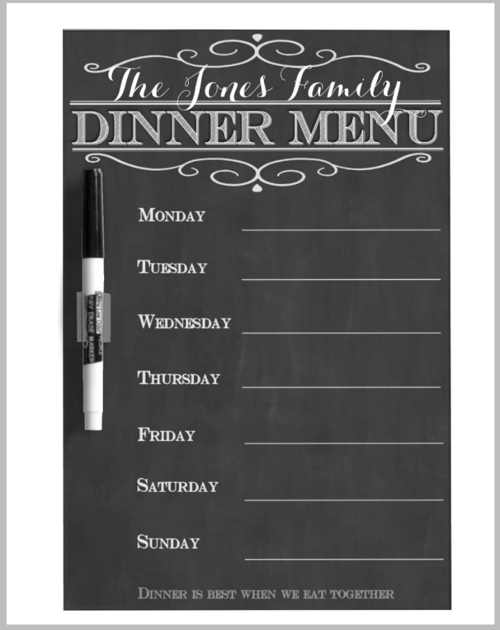 weekly family dinner menu design