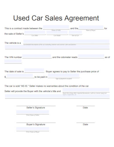 used car sales agreement