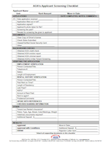 rental tenant screening checklist template