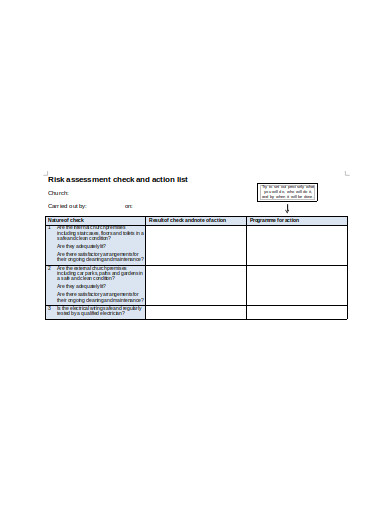 Risk Assessment Template For Churches