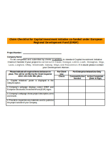 capital investment initiative checklist