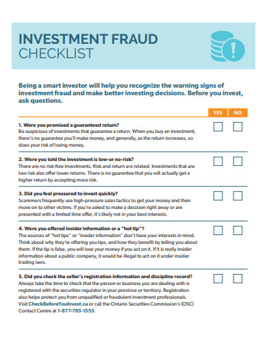 investment fraud checklist