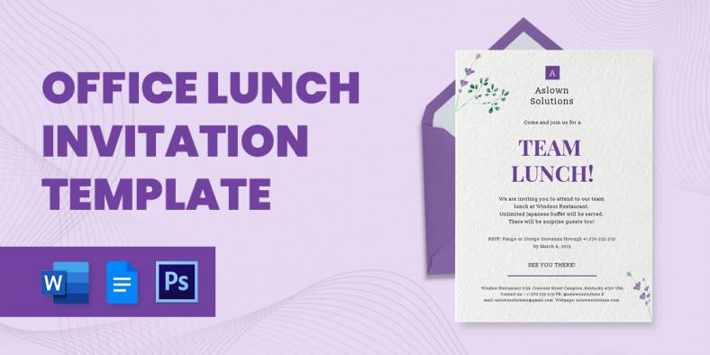 10+ Office Lunch Invitation in Illustrator | MS Word | Pages | Photoshop | Publisher | InDesign