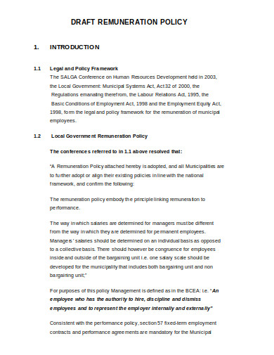 remuneration policy sample