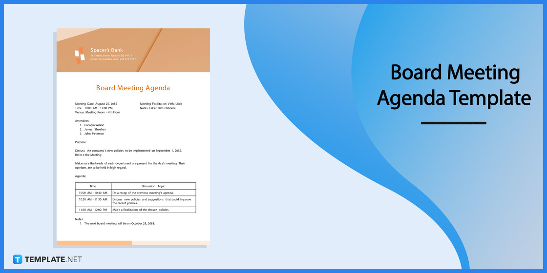 board meeting agenda template