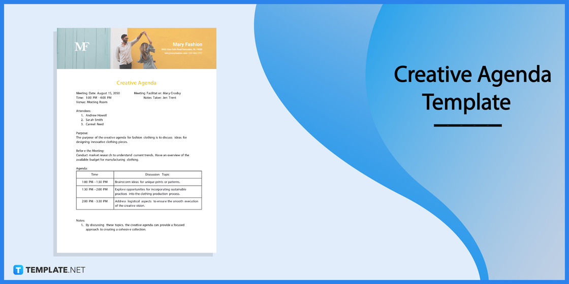 creative agenda template
