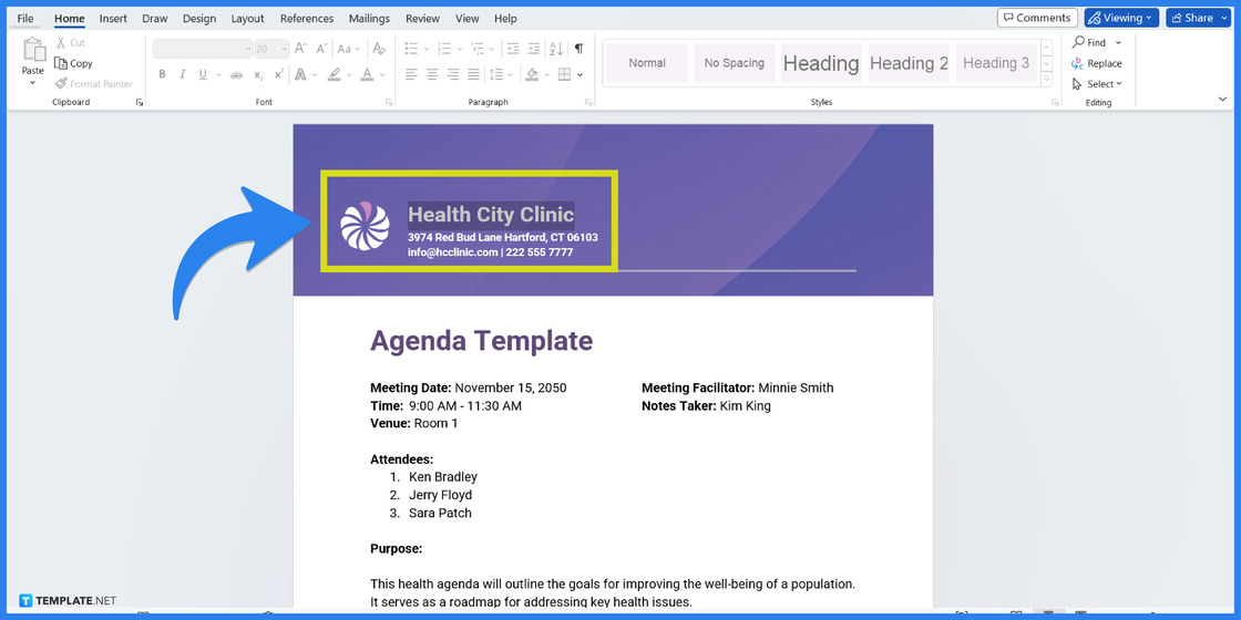 how to makecreate an agenda in microsoft word step