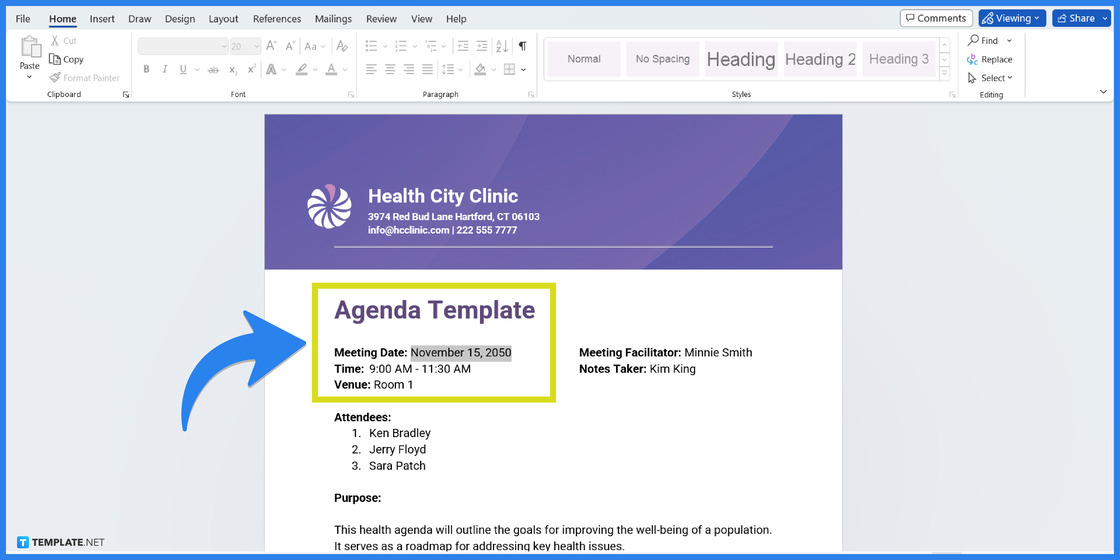 how to makecreate an agenda in microsoft word step