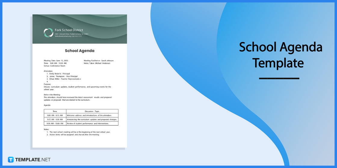 school agenda template