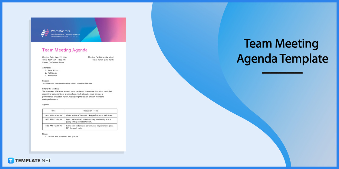 team meeting agenda template