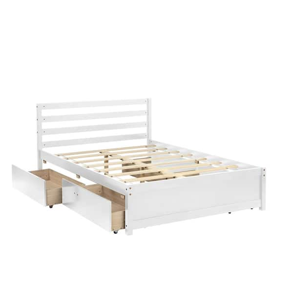 ANBAZAR Full Size Wood Platform Bed with 4-Storage Drawers Wooden Bed ...