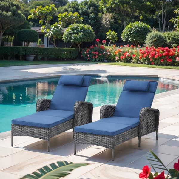 Reviews for Gymojoy Carolina Gray 2-Piece Wicker Outdoor Chaise Lounge ...