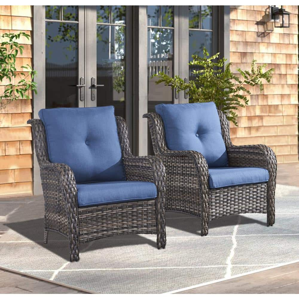 Reviews for Gymojoy Carolina Gray Wicker Outdoor Chair with Blue ...