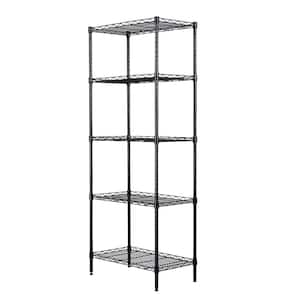  Karl Home Black 5-Tier Heavy Duty Steel Freestanding Garage Storage Shelving Unit (11.42 in. W x 59 in. H x 21.3 in. D) 