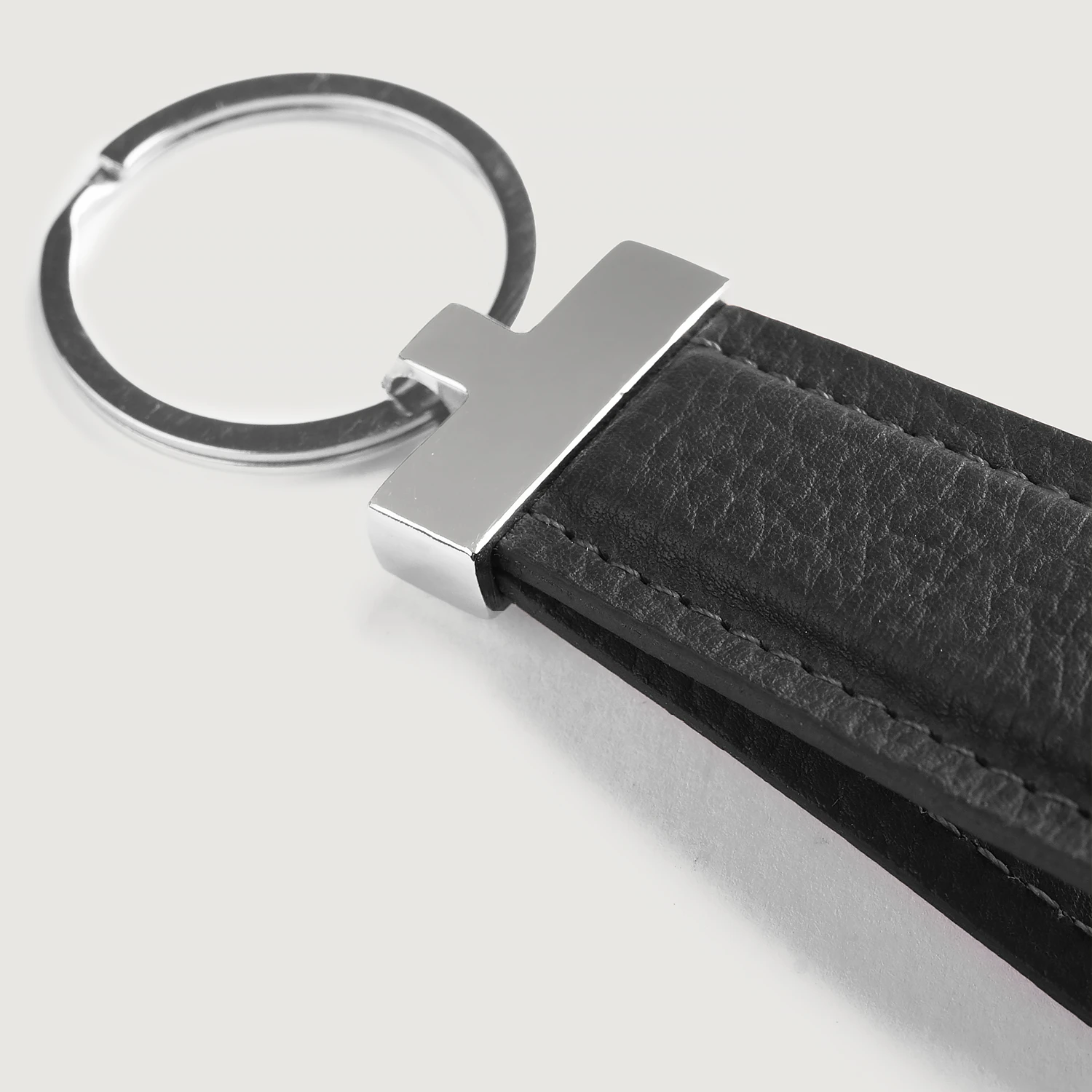 Elroy Black Leather Keychain Closeup