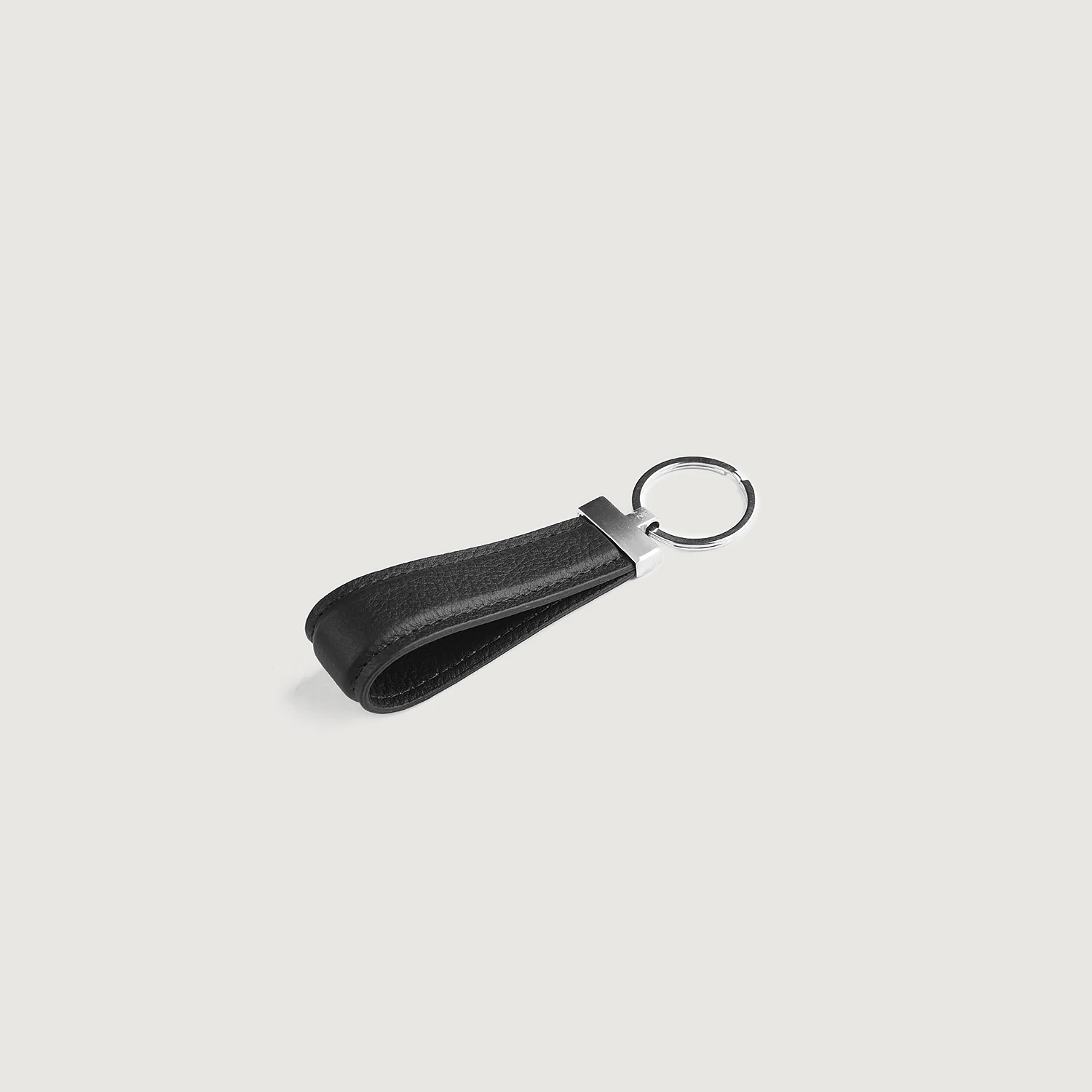 Elroy Black Leather Keychain Tilted without key