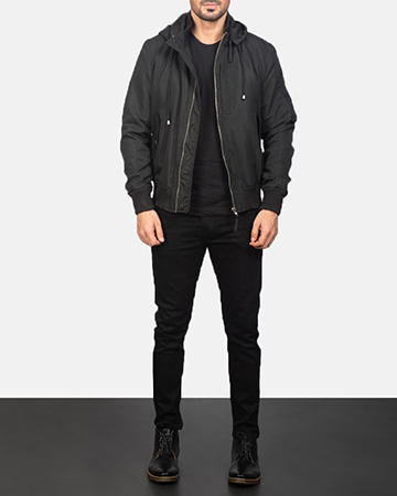 Hanklin Ma-1 Black Hooded Bomber Jacket