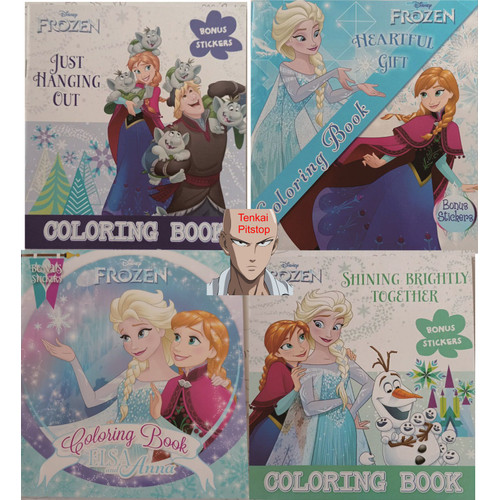 Jual Buku Mewarnai/Coloring Book Disney Frozen Elsa and Anna+ Bonus ...