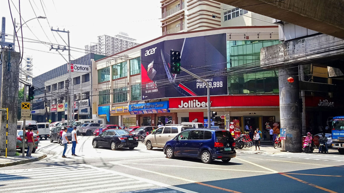 A traffic intersection in Quezon City, Metro Manila, Philippines