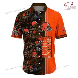 NFL Cleveland Browns Hawaiian Shirt Tropical Flower Gift For Fans Football Lover