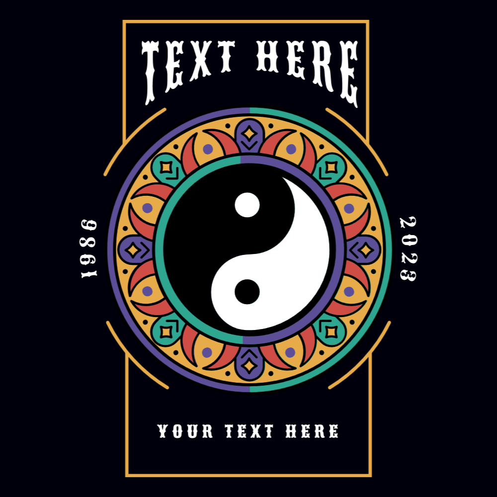 Mandala yin yang editable t-shirt template