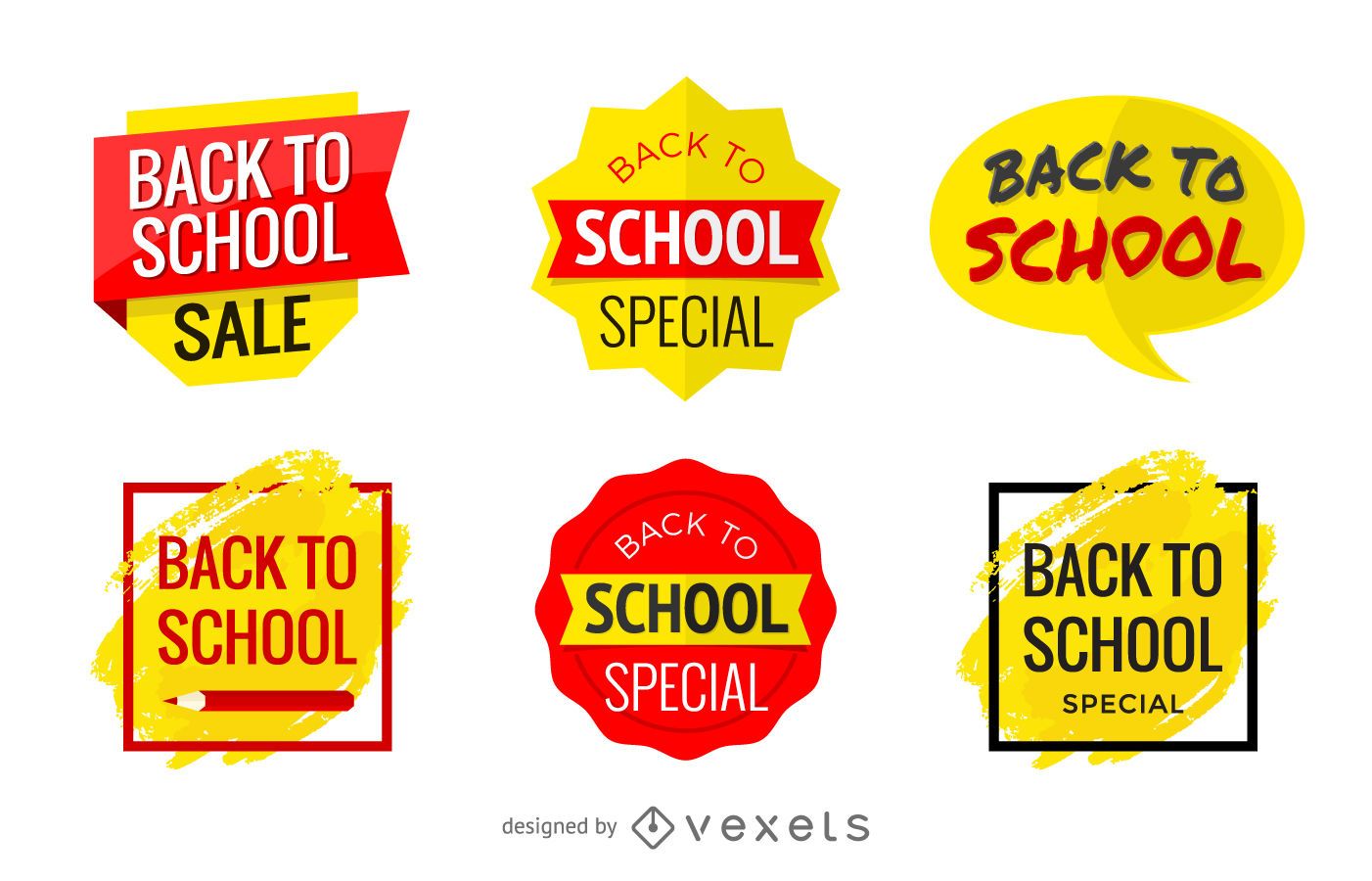 Back to school promo badges and sale banners