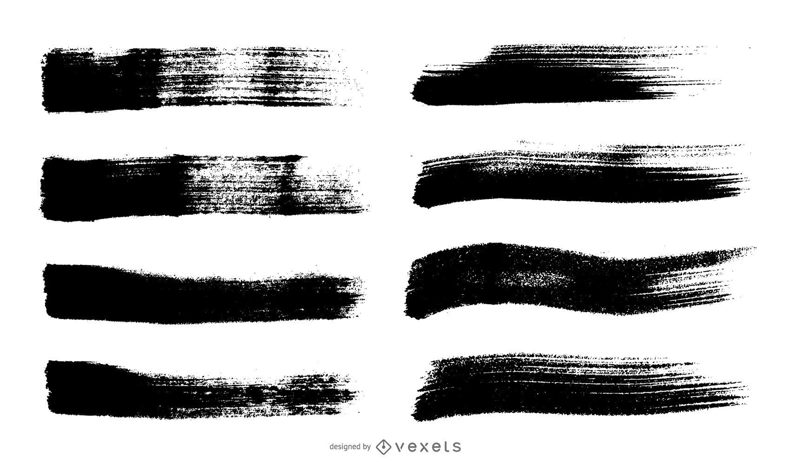 Isolated brush stroke set