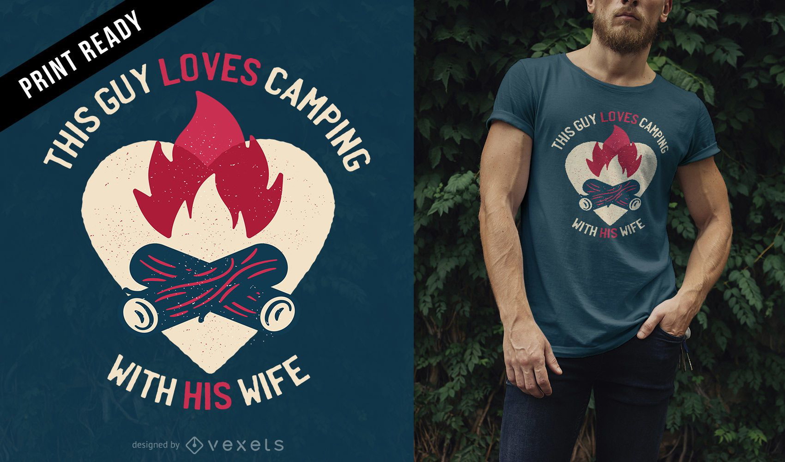 Guy loves camping t-shirt design